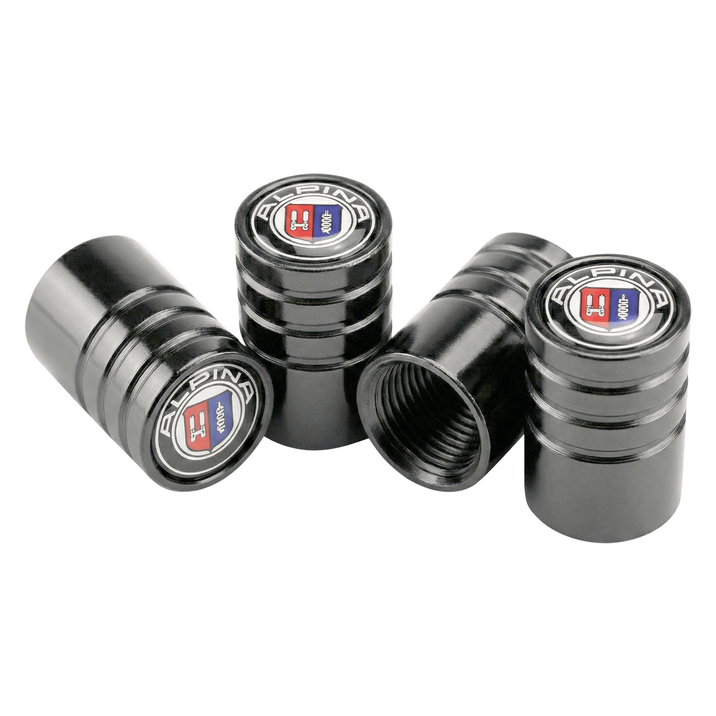 4 stk. Alpina Sorte Ventilhætter Aluminium