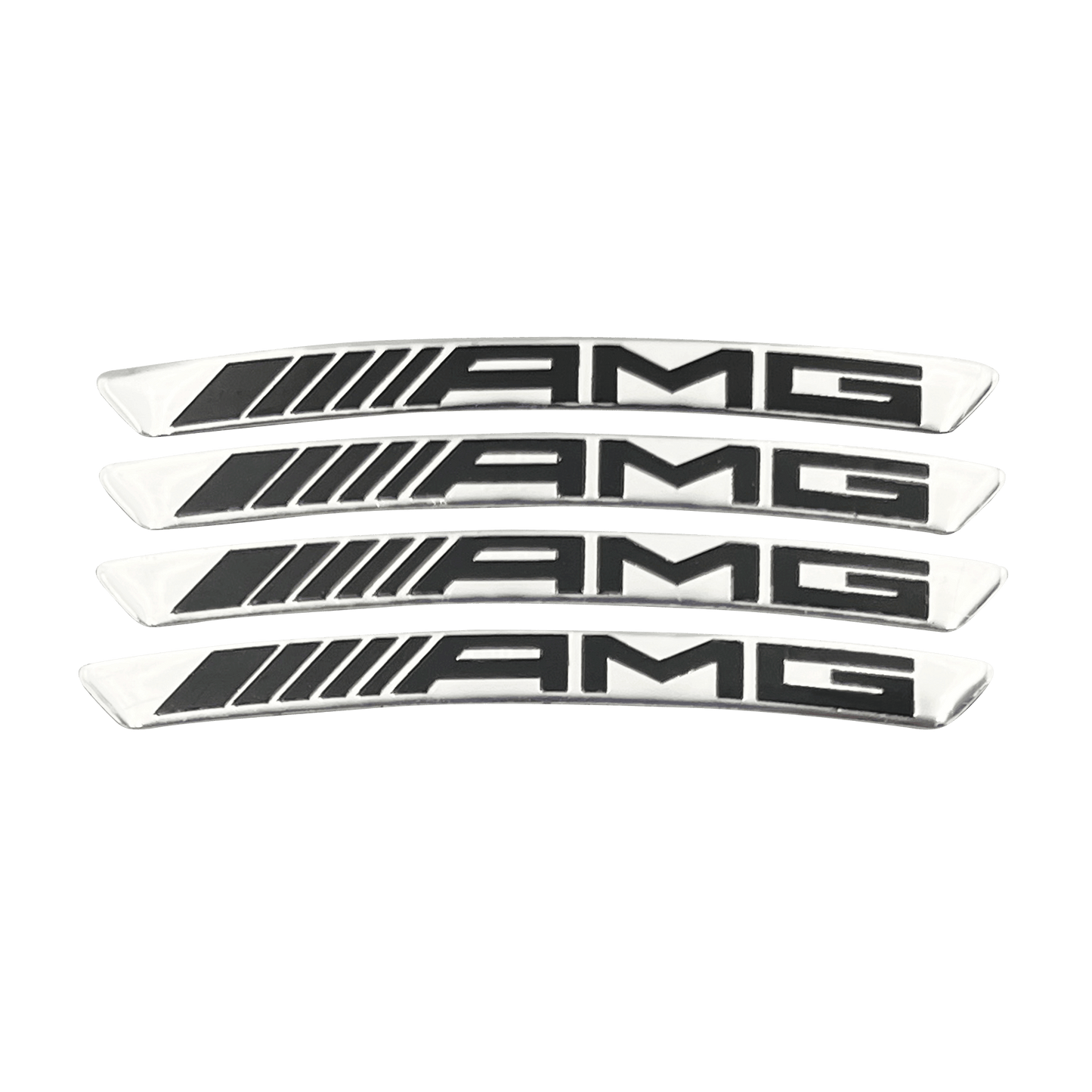 4 pieces Chrome AMG Rim Stickers in Aluminum
