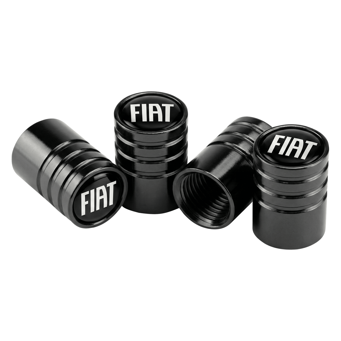 4 stk. Fiat Logo 2020+ Ventilhætter Sort Aluminium