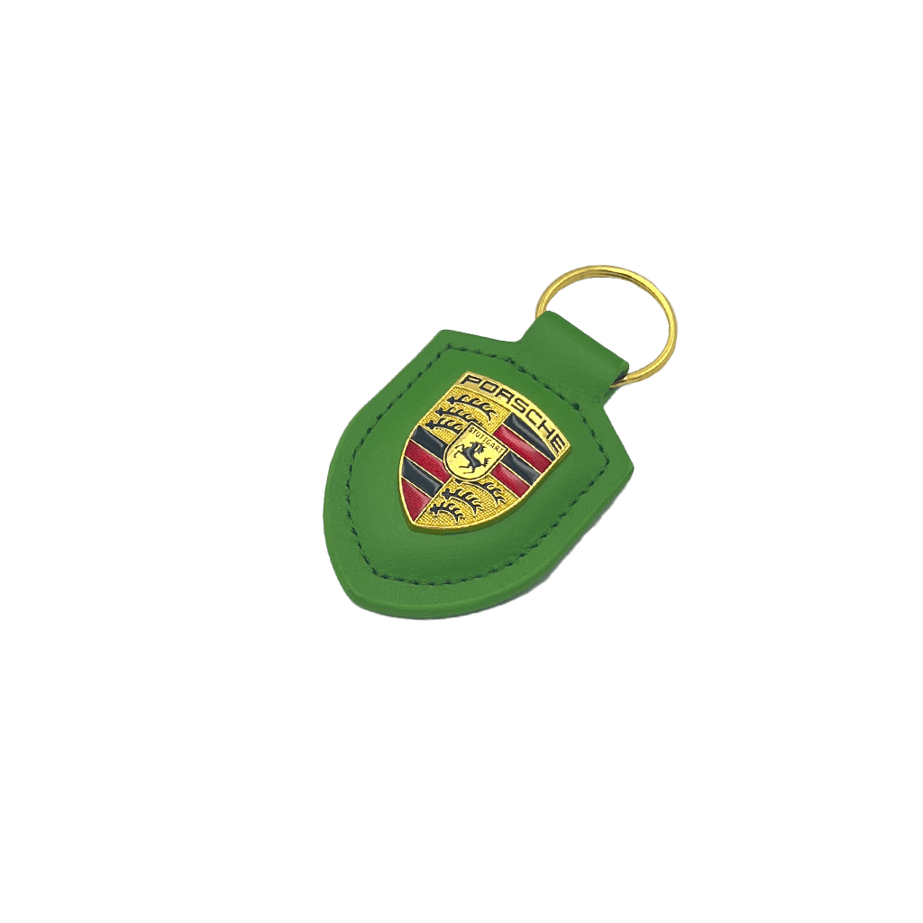 Porsche Keyring in Red Leather with Gold Logo