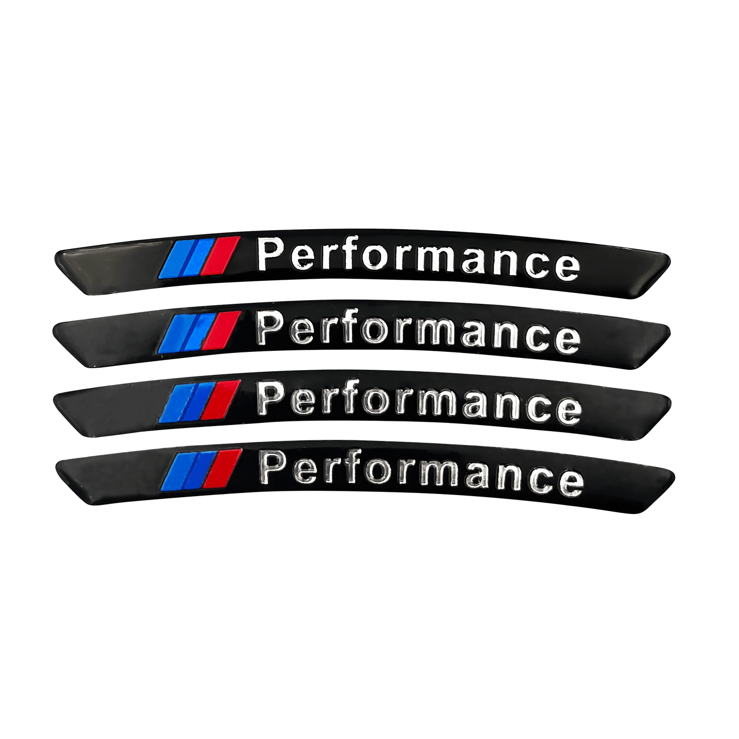 4 pieces Black BMW ///M Performance Rim Stickers in Aluminum
