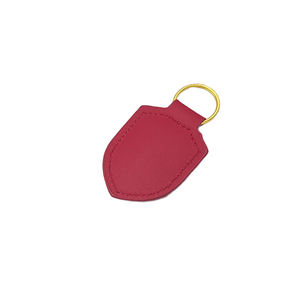 Porsche Keyring in Red Leather with Gold Logo