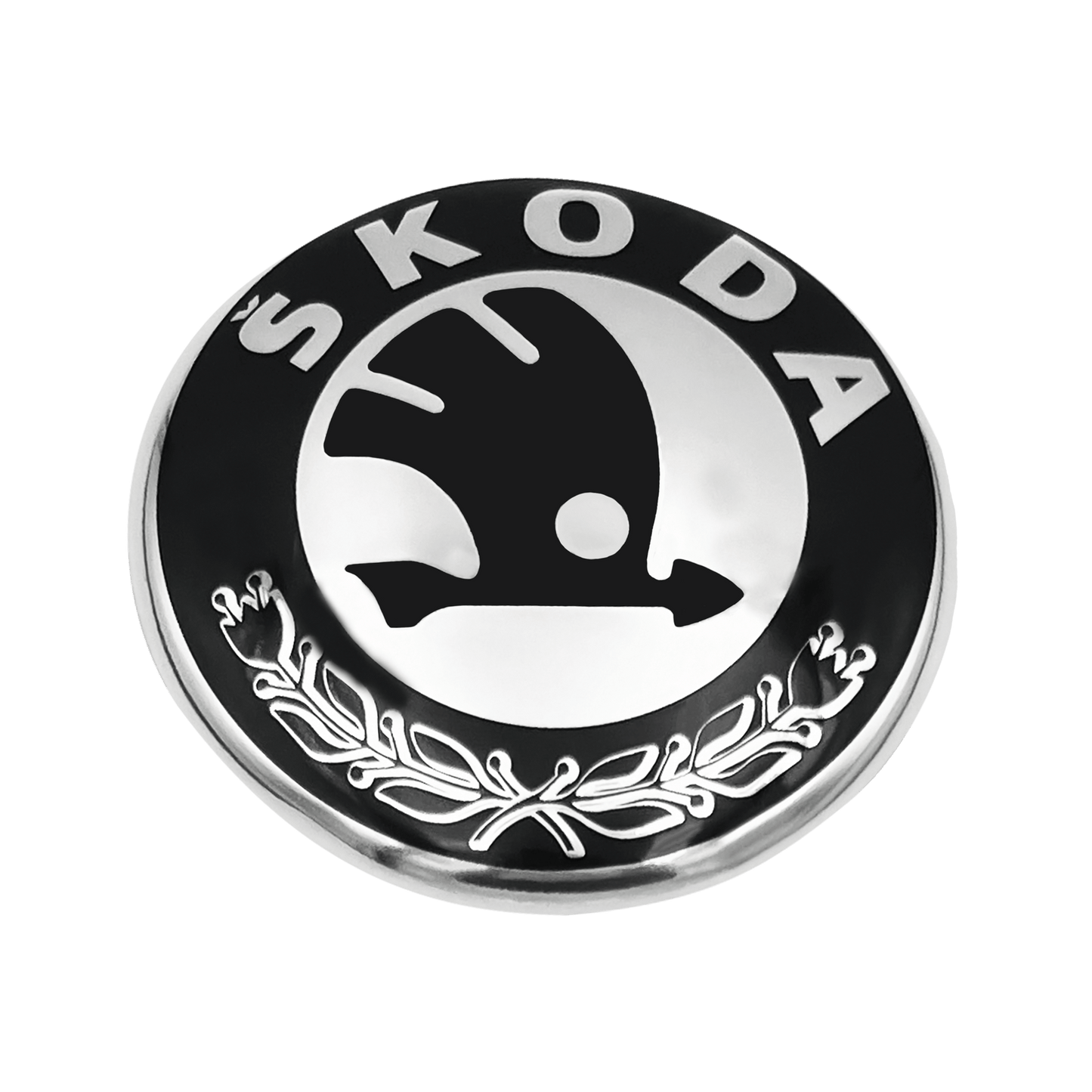 Skoda Rear Logo Black and Chrome 80mm