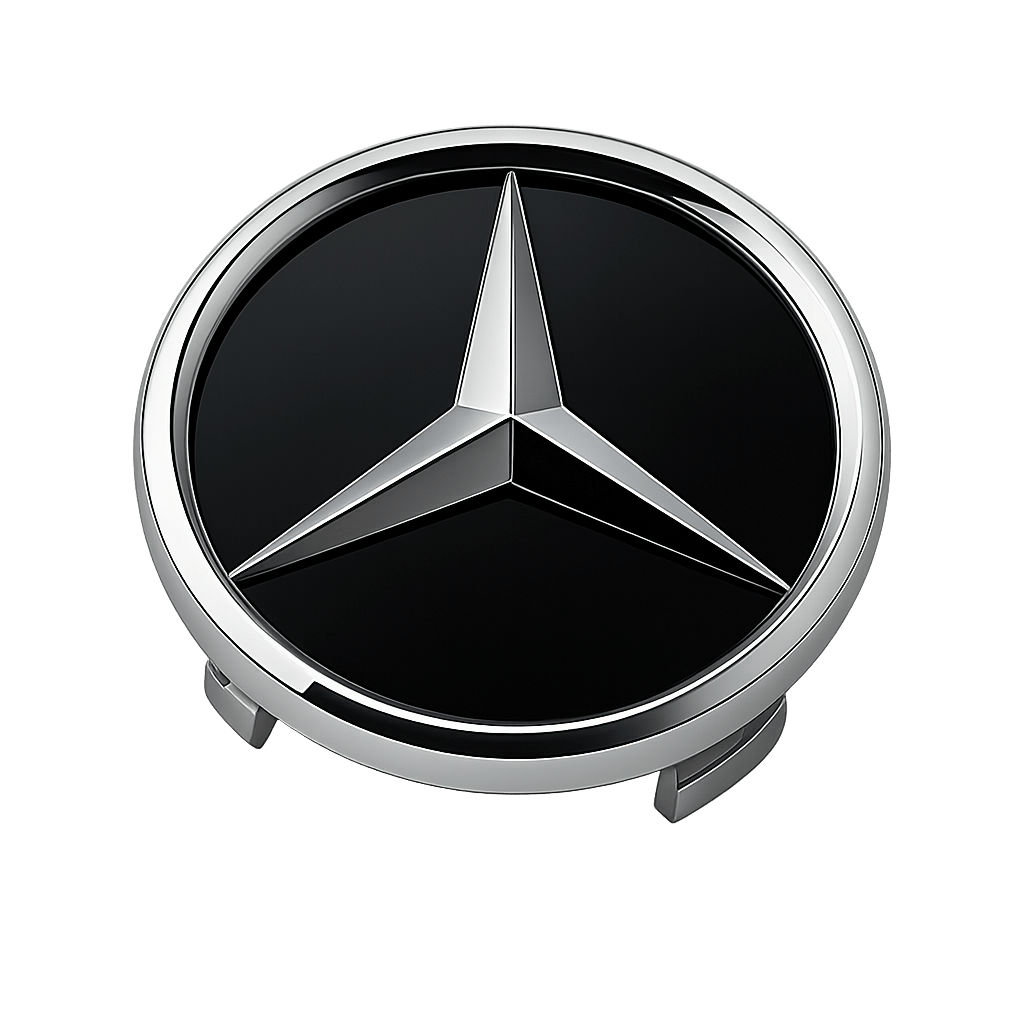 4 pcs. Black and Chrome Mercedes Center Caps
