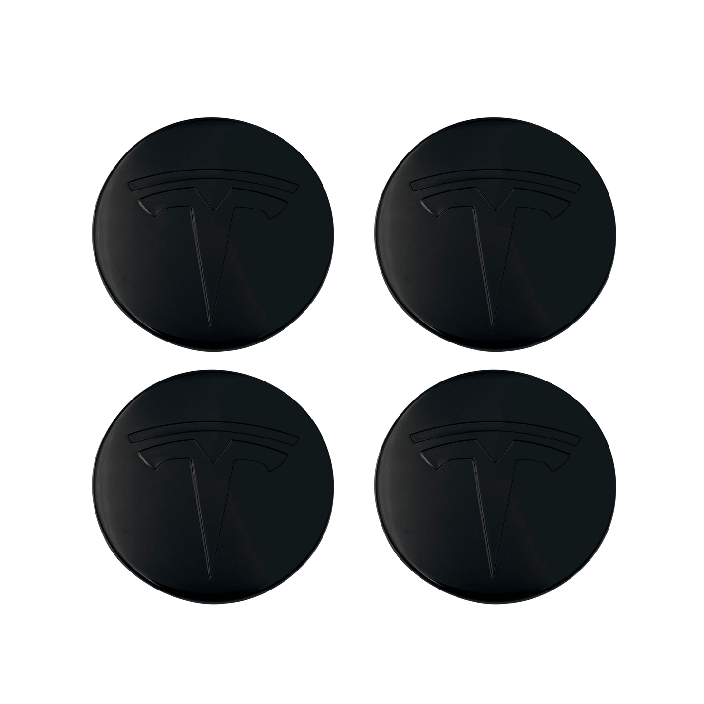 4 pieces. Black Tesla Center Caps 57mm