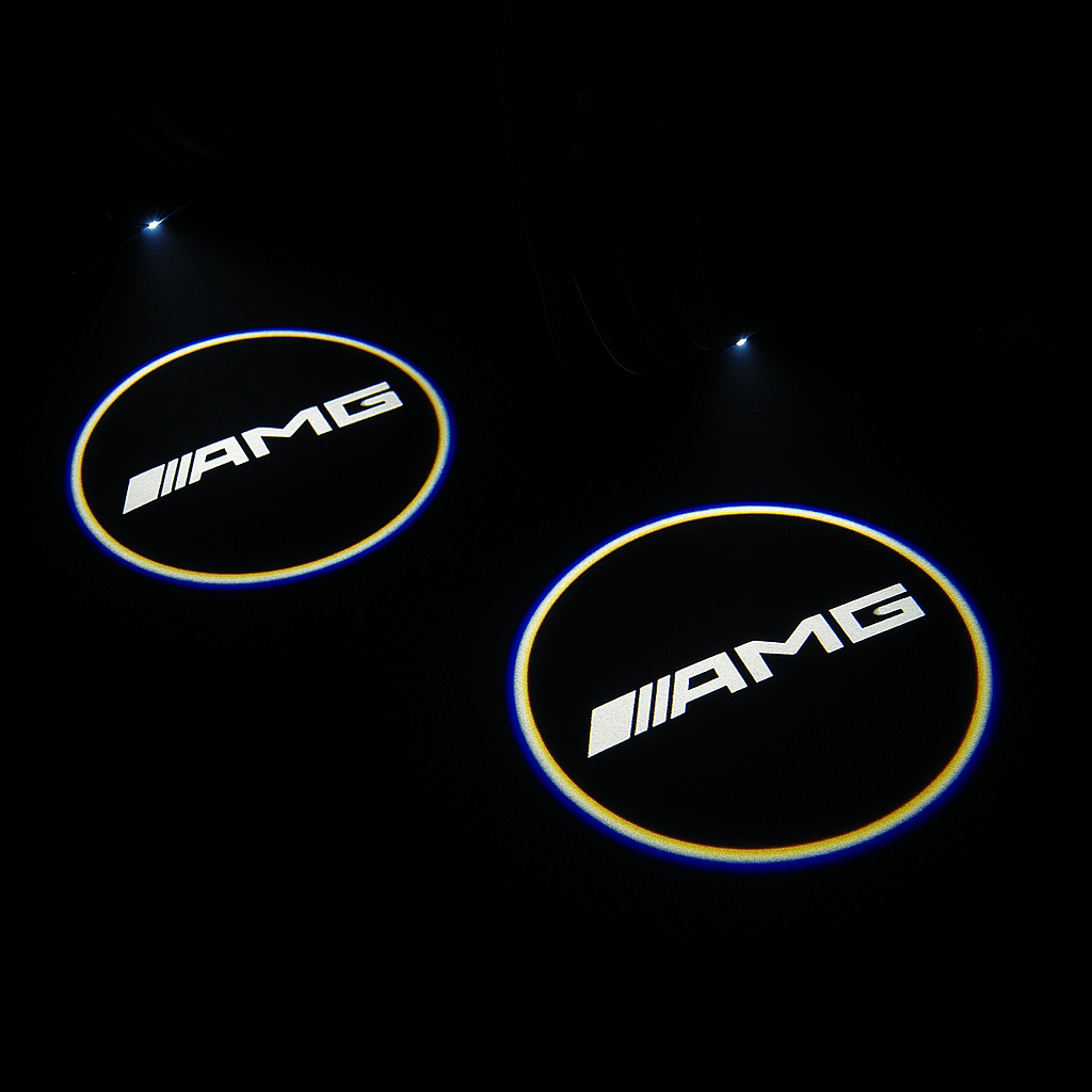 2 pcs Mercedes AMG Logo with ring Entry light