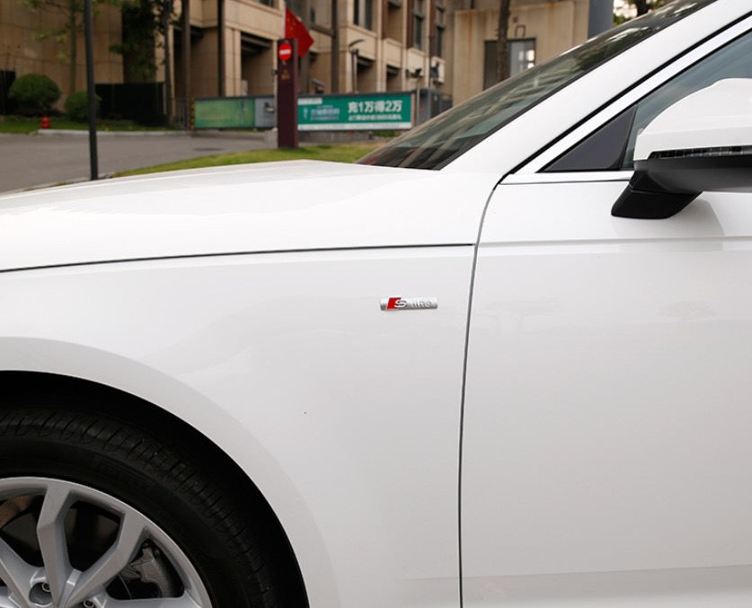 2 pcs. Audi S-line Emblem Glossy Silver