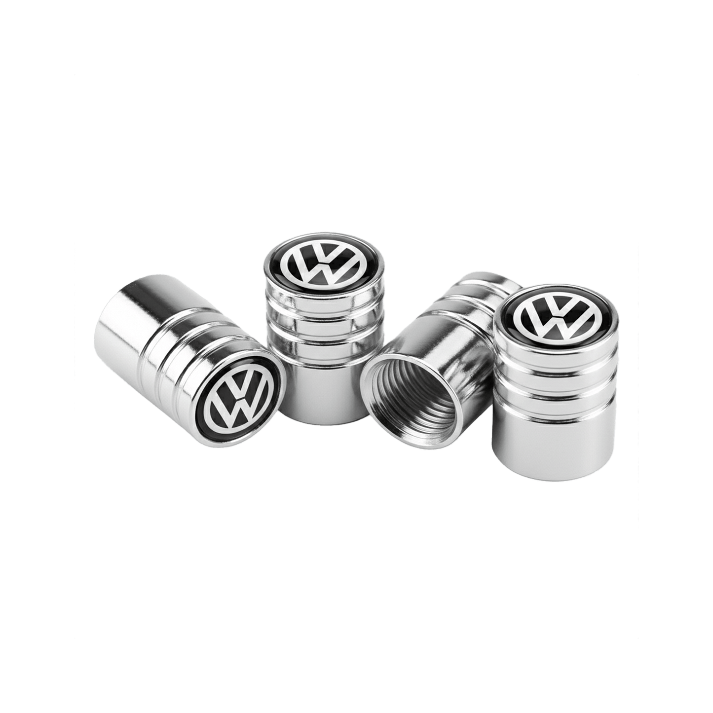 4 stk. VW Logo Ventilhætter Chrome Aluminium