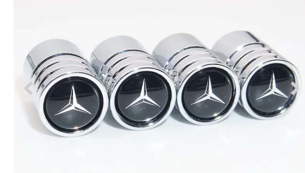 4 pieces. Chrome Mercedes Benz Valve Caps