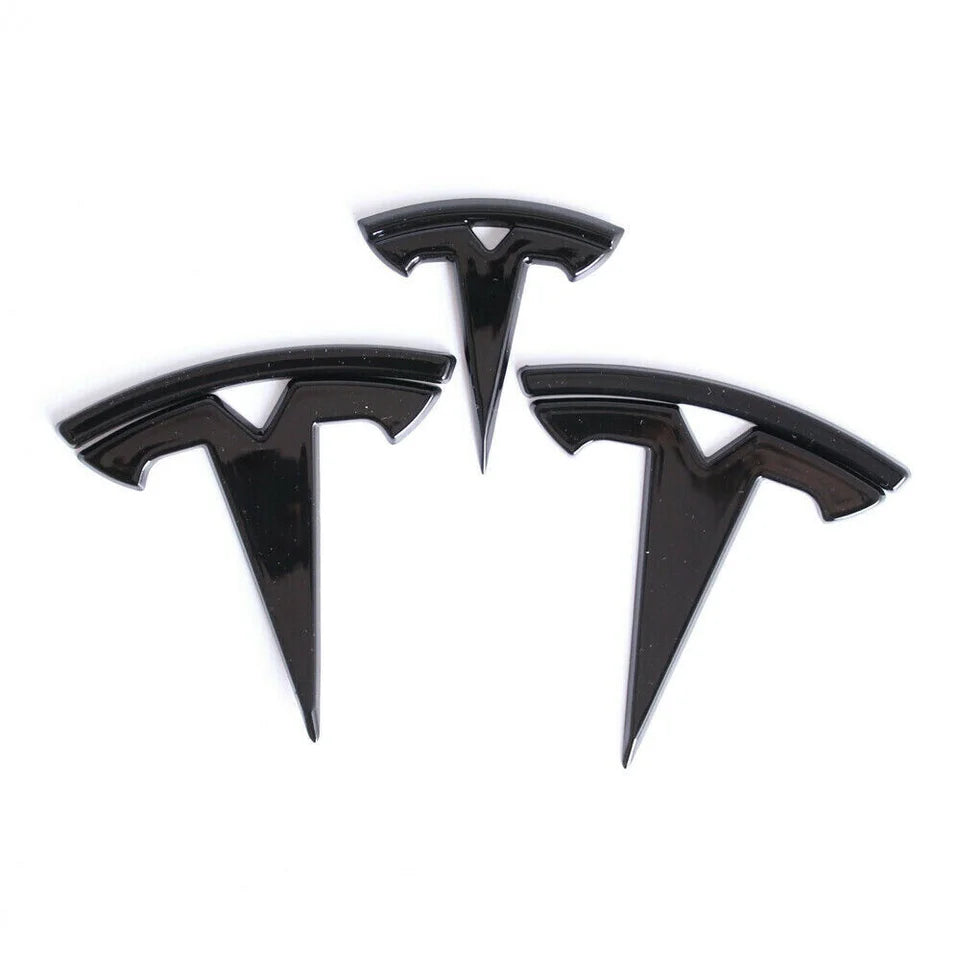 3 pieces. Black Tesla Model S Logo Set