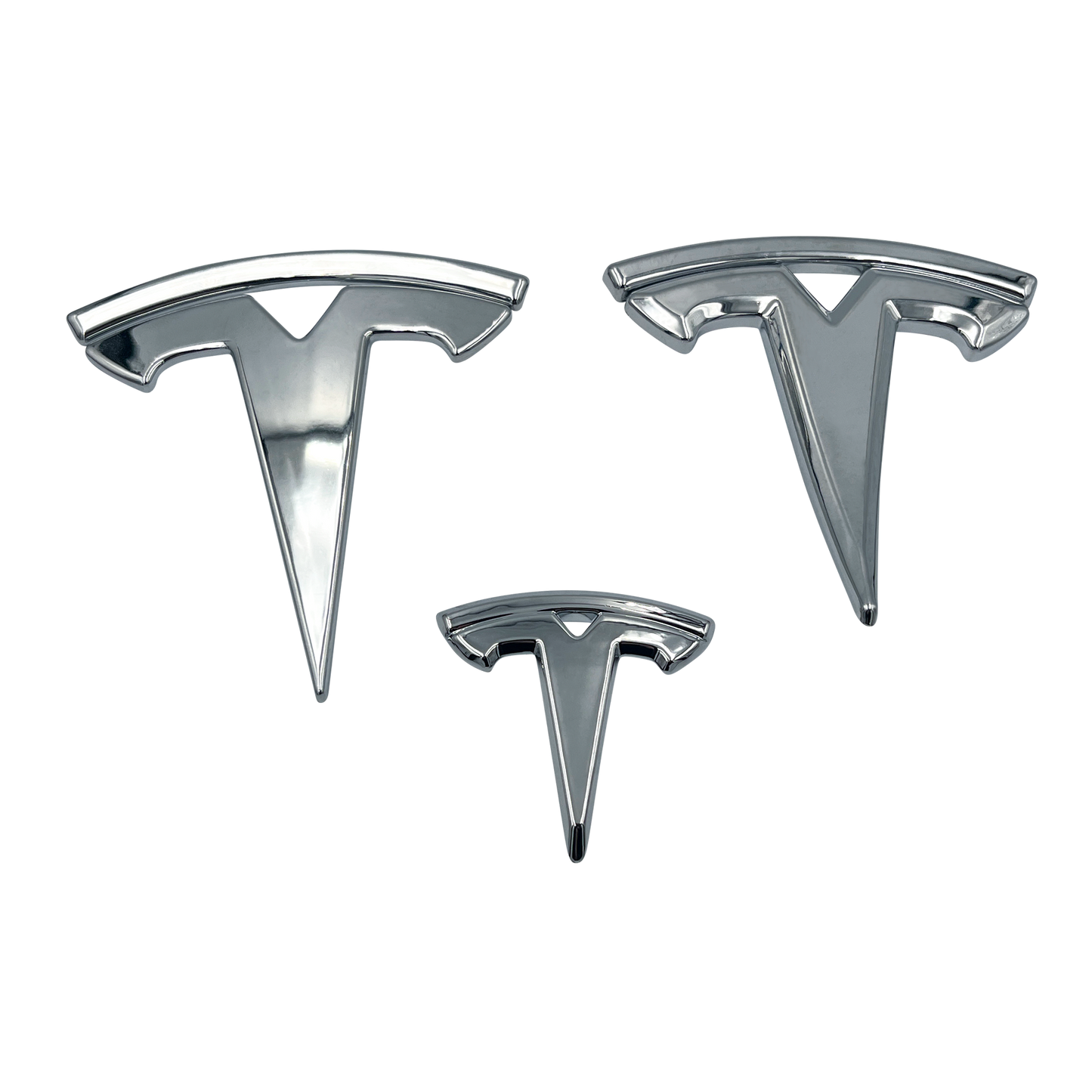 3 pieces. Chrome Tesla Model 3 Logo Set