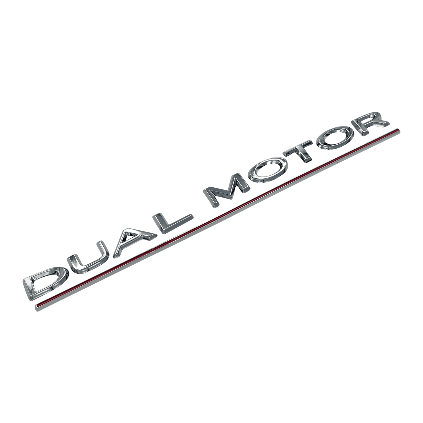 Chrome Tesla DUAL MOTOR Rear Emblem Badge