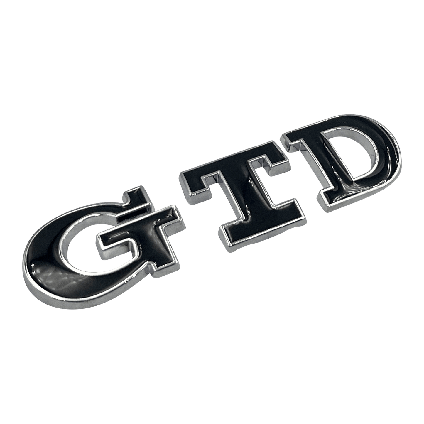 Black VW GTD Rear Emblem with chrome edges