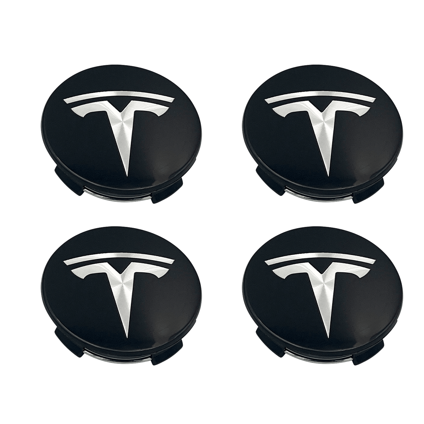 4 pieces. Black Tesla Center Caps 57mm