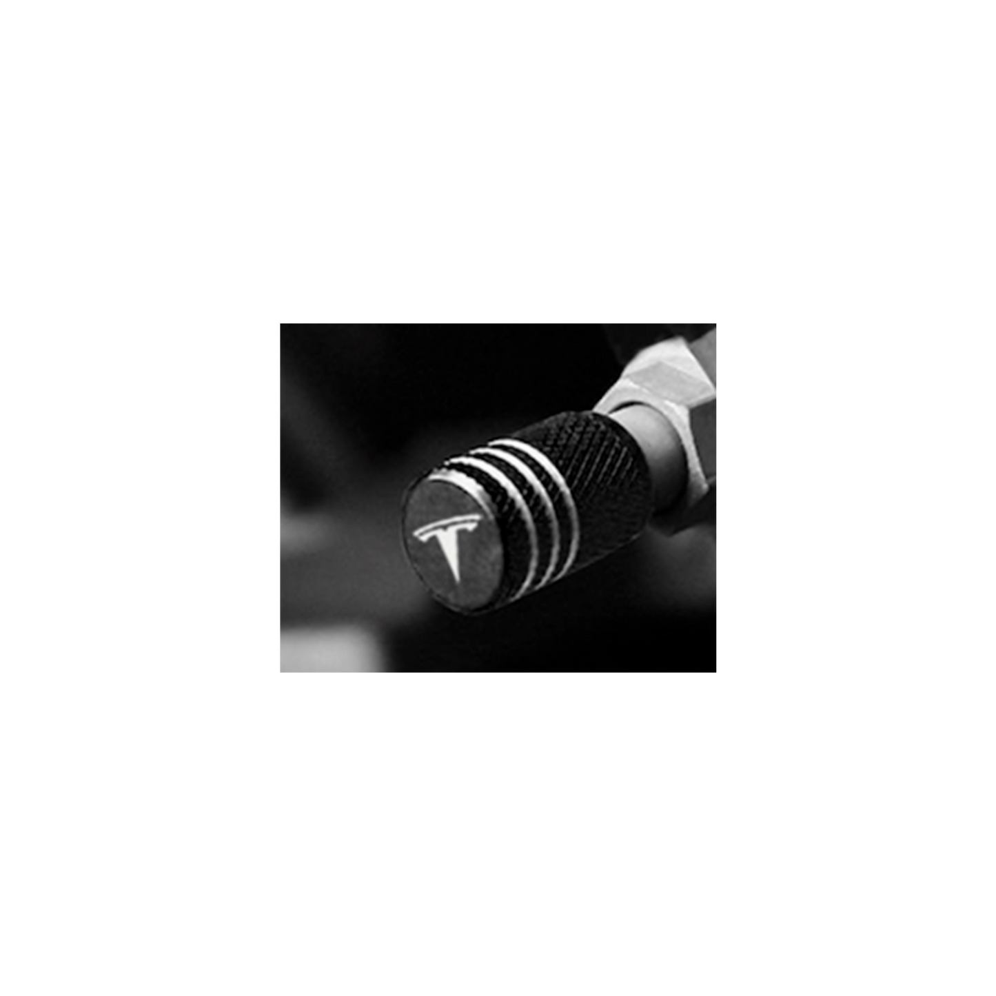 4 pcs. Black & Chrome Tesla Valve Caps