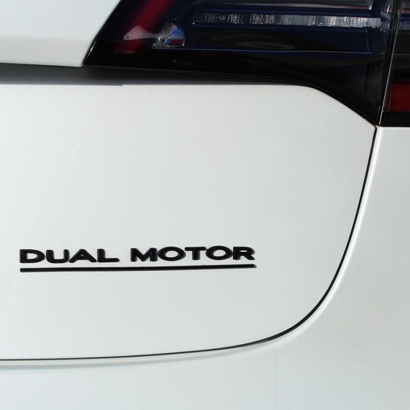 Black Tesla DUAL MOTOR Rear Emblem Badge