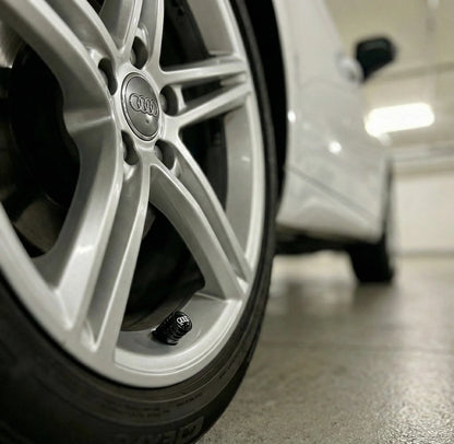 4 stk. Audi Logo Ringe Sorte Aluminium Ventilhætter