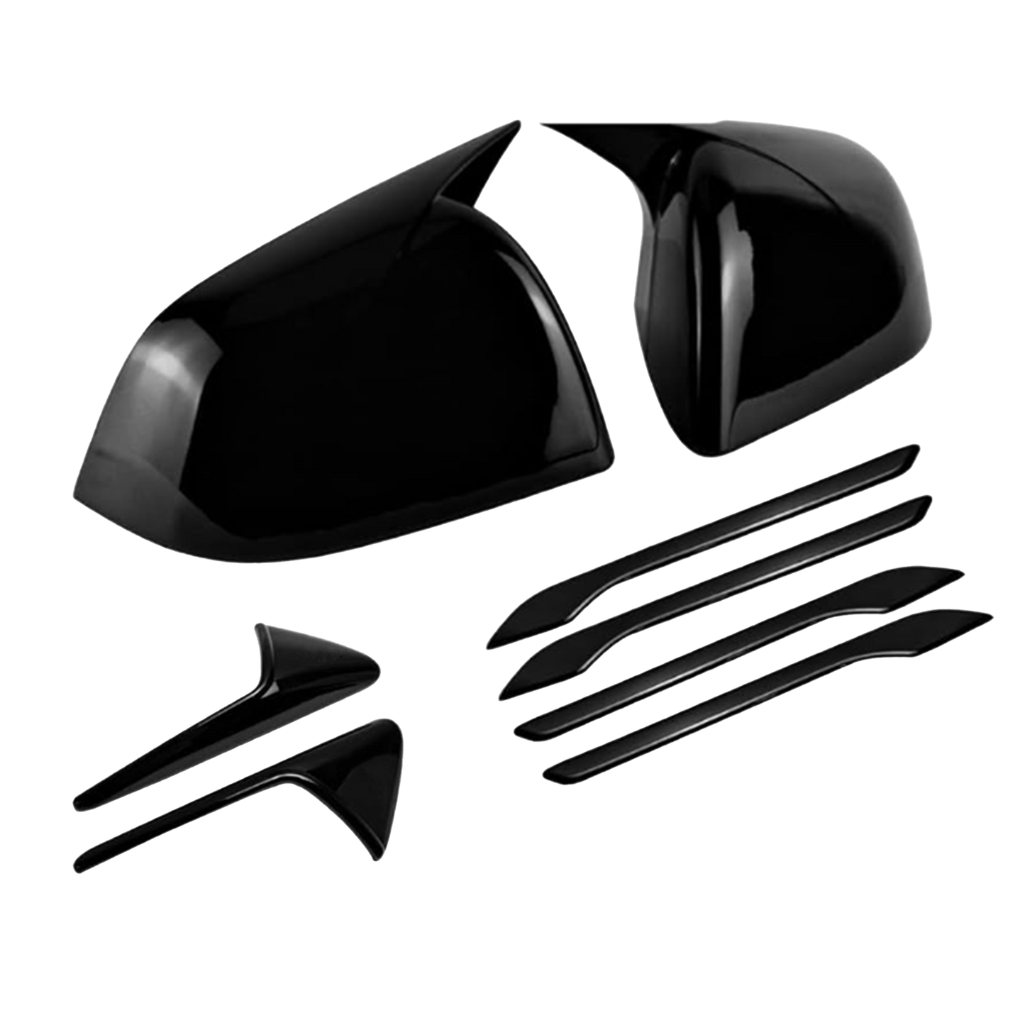 Covers for side mirror, side camera and door handle glossy black - Model Y
