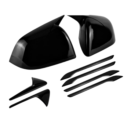 Covers for side mirror, side camera and door handle glossy black - Model Y