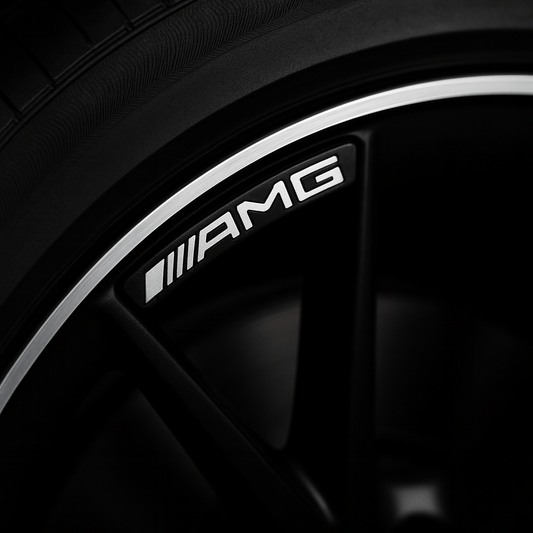 4 pieces Black AMG Rim Stickers in Aluminum
