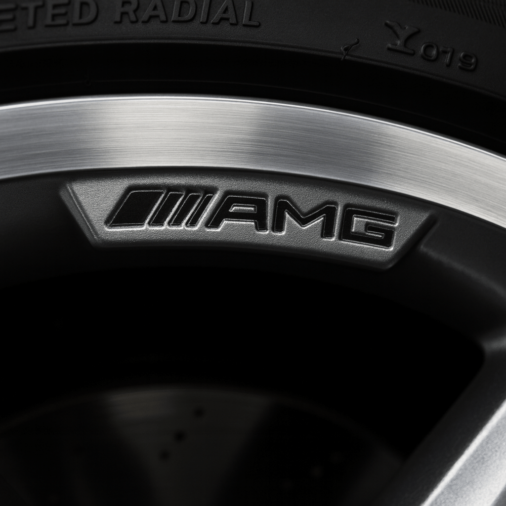 4 pieces Chrome AMG Rim Stickers in Aluminum