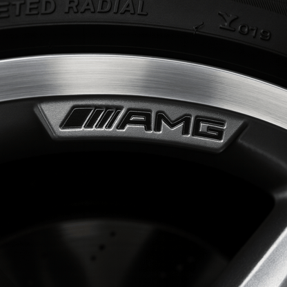 4 pieces Chrome AMG Rim Stickers in Aluminum