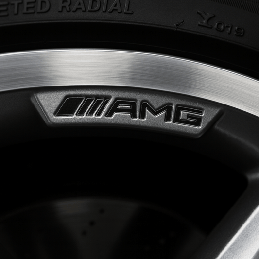 4 pieces Chrome AMG Rim Stickers in Aluminum