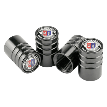 4 stk. Alpina Sorte Ventilhætter Aluminium