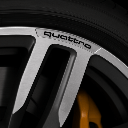 4 pieces Chrome quattro Wheel Stickers in Aluminum
