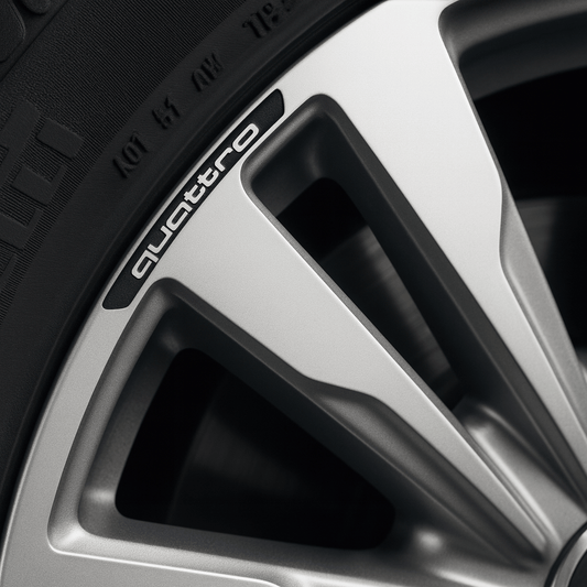4 pieces Black quattro Rim Stickers in Aluminum