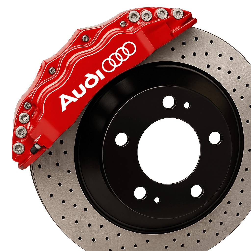 2 pcs Audi Logo Brake Caliper Stickers White 95 × 15mm