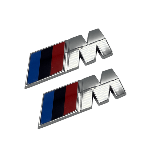 2 stk. Krom BMW M-Sport emblemer 