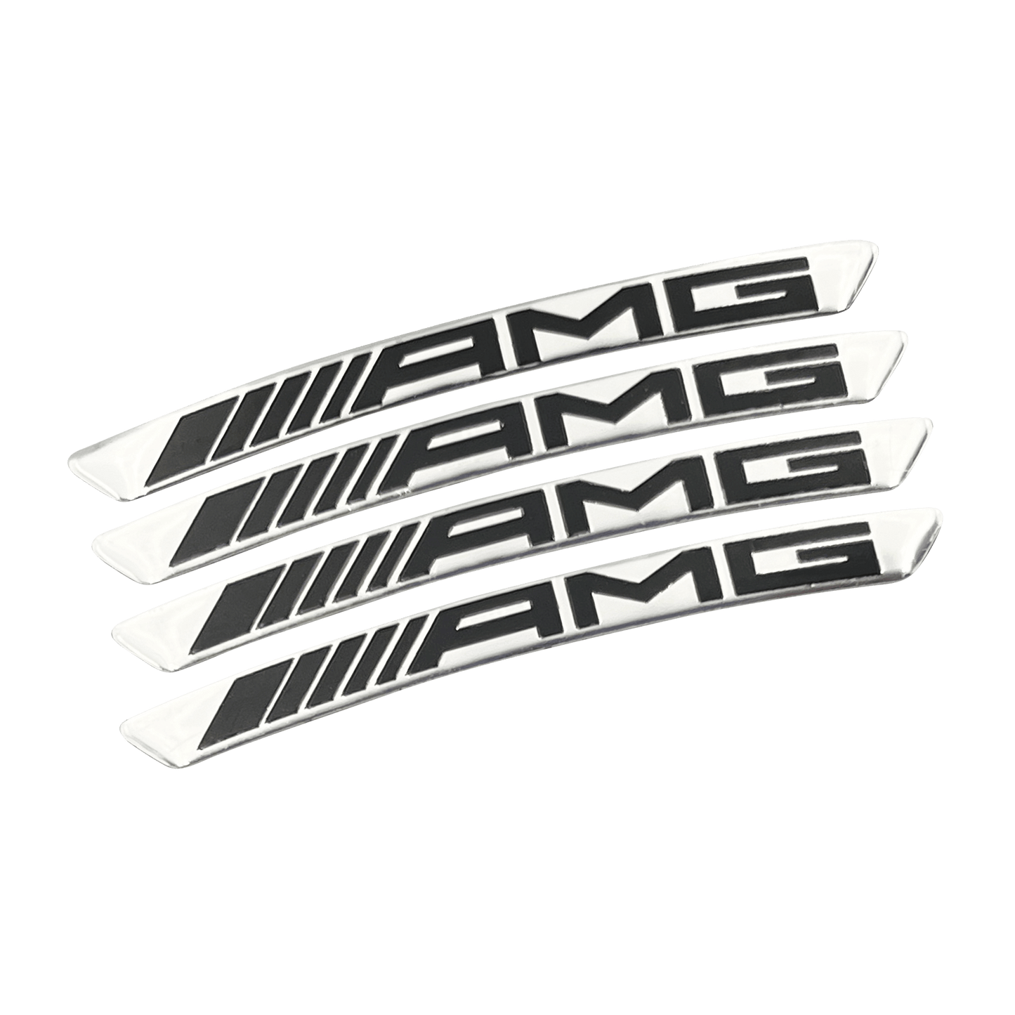 4 pieces Chrome AMG Rim Stickers in Aluminum