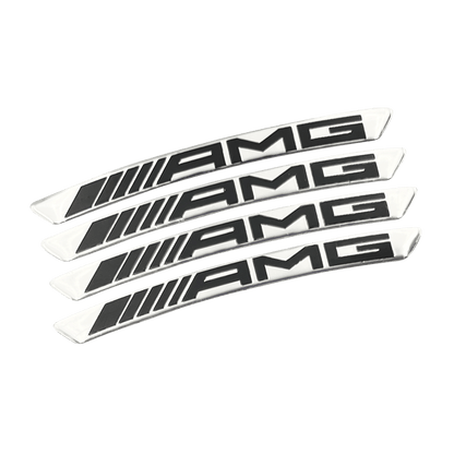 4 pieces Chrome AMG Rim Stickers in Aluminum