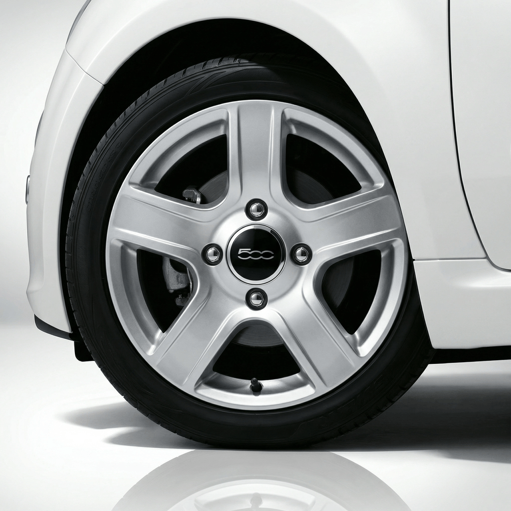 4 pcs. Fiat 500 Center Caps in Black and Chrome 60mm