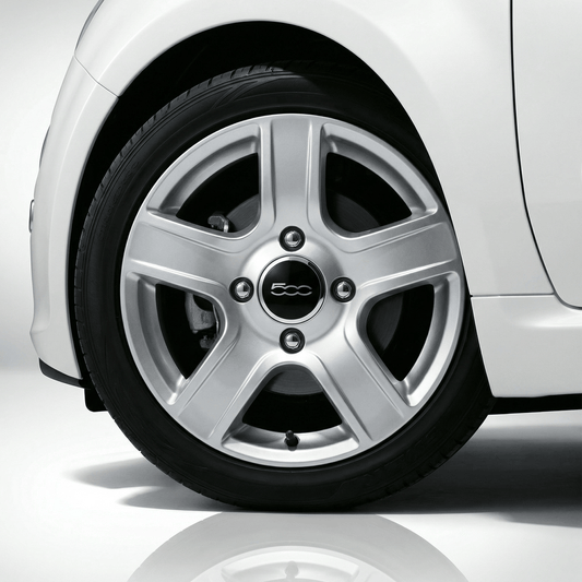4 pcs. Fiat 500 Center Caps in Black and Chrome 60mm