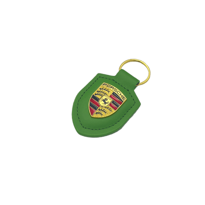 Porsche Keyring in Red Leather with Gold Logo