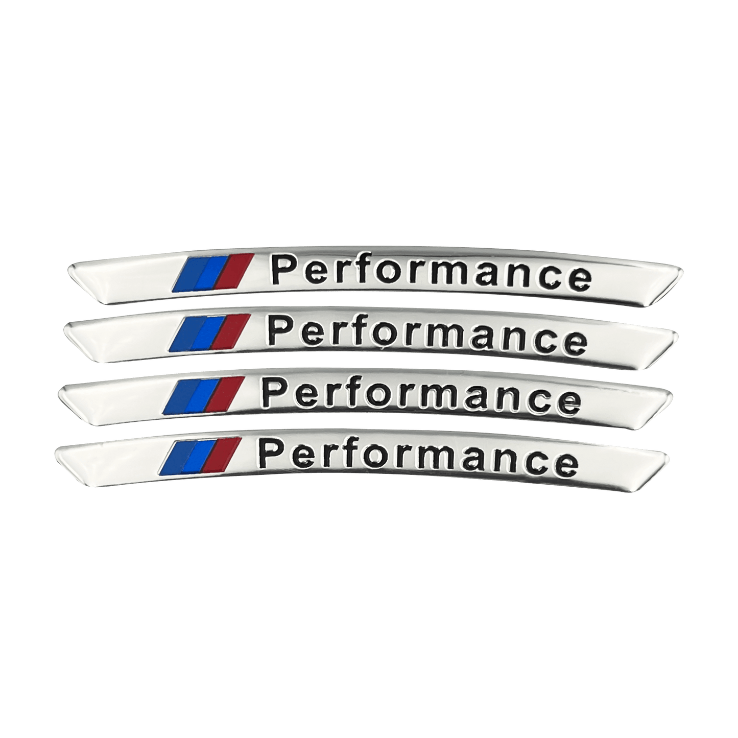 4 pieces Chrome BMW ///M Performance Rim Stickers in Aluminum