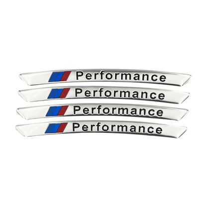 4 pieces Chrome BMW ///M Performance Rim Stickers in Aluminum