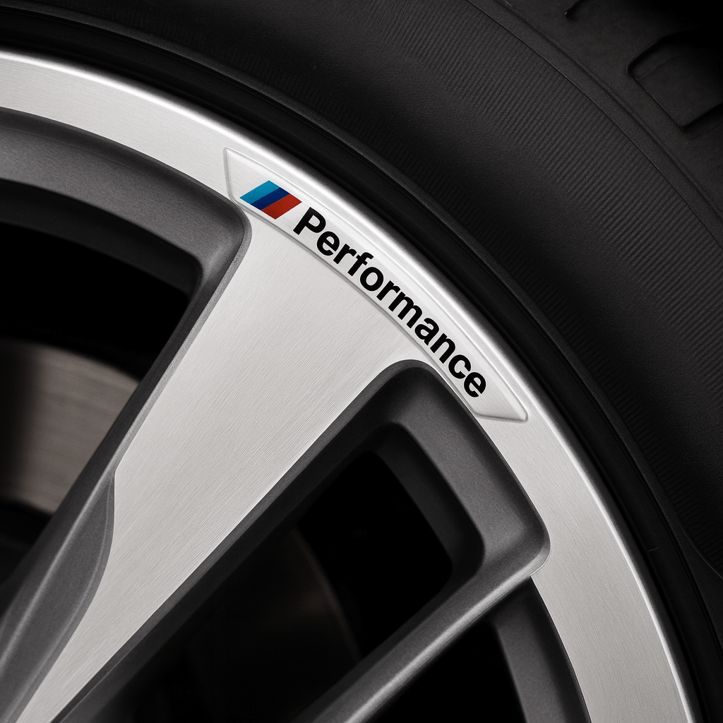 4 pieces Chrome BMW ///M Performance Rim Stickers in Aluminum