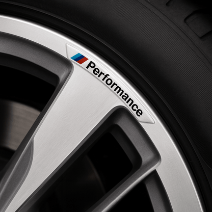 4 pieces Chrome BMW ///M Performance Rim Stickers in Aluminum