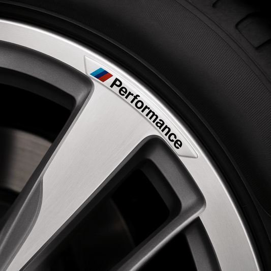 4 pieces Chrome BMW ///M Performance Rim Stickers in Aluminum