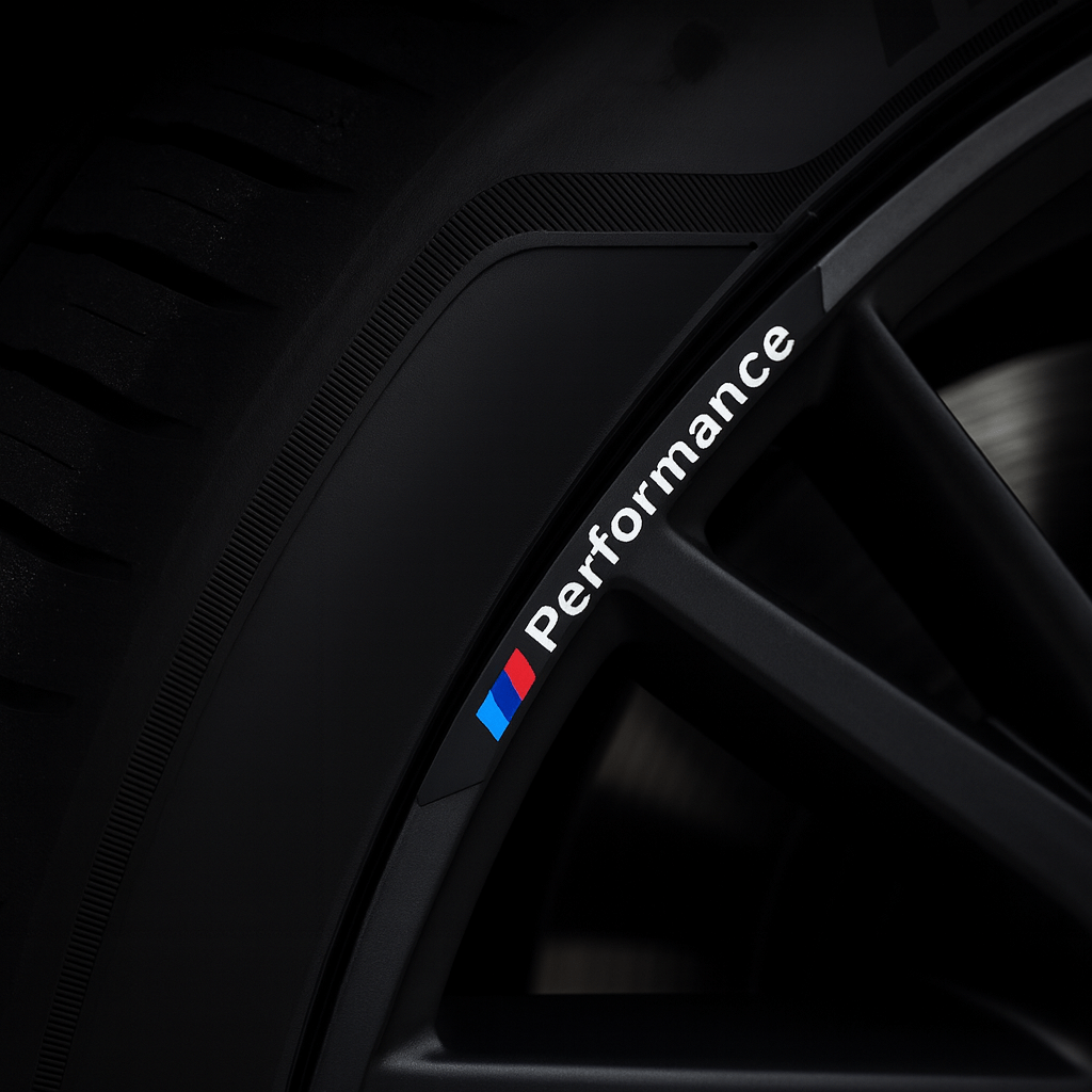 4 pieces Black BMW ///M Performance Rim Stickers in Aluminum