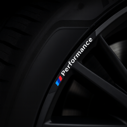 4 pieces Black BMW ///M Performance Rim Stickers in Aluminum