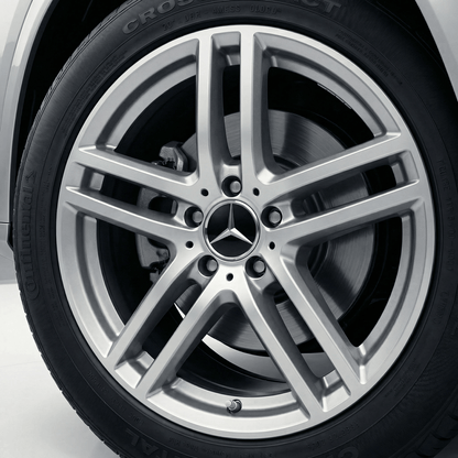 4 pcs. Black and Chrome Mercedes Center Caps