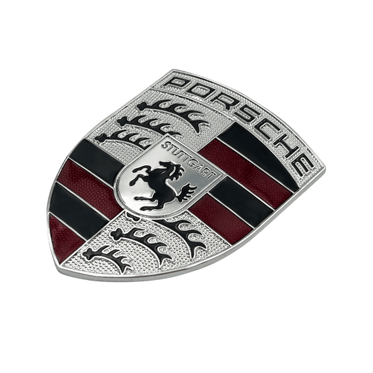 Porsche Front Logo 67 x 50mm Emblem in Silver and Black finish