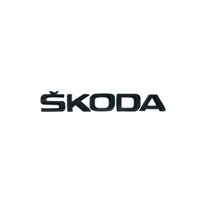 "Skoda" Text Behind Emblem Black 150x20mm
