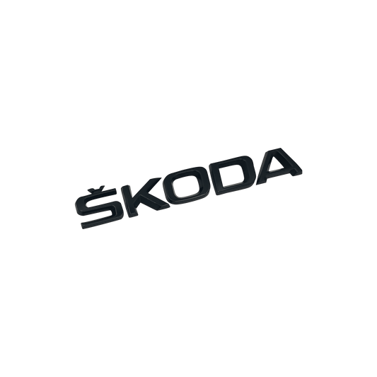 "Skoda" Text Behind Emblem Black 150x20mm