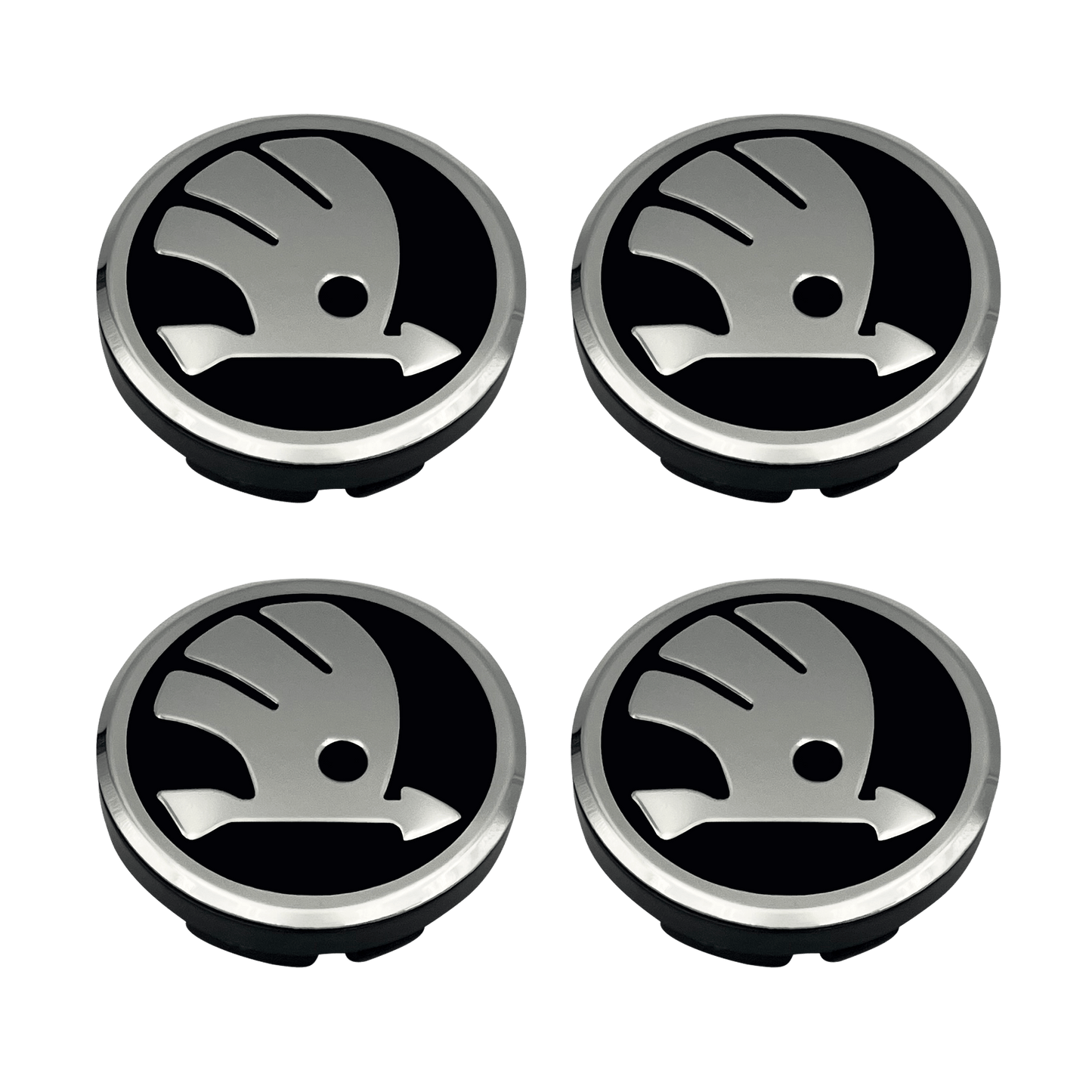 Skoda Chrome and Black Center Caps 56 / 75mm
