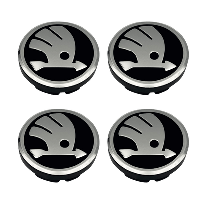 Skoda Chrome and Black Center Caps 56 / 75mm